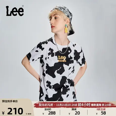 Lee商场同款101+23新品舒适白色奶牛纹女短袖T恤LWT005198201图片