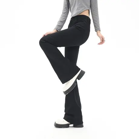 复古微喇牛仔裤女加长2023年新款春秋款高腰紧身阔腿裤显瘦显腿长商品大图