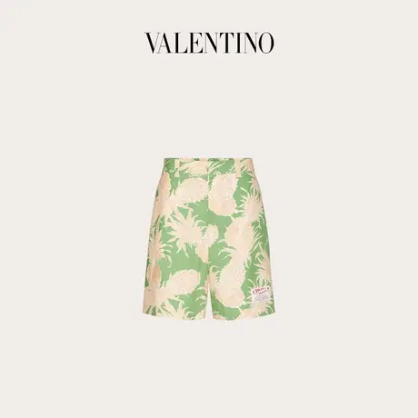 【季末优惠】华伦天奴VALENTINO男士菠萝印花棉质百慕大短裤图片