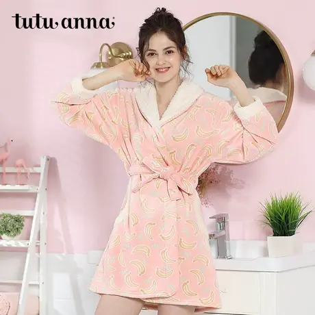 tutuanna长款浴袍女 加厚家居服睡衣秋冬保暖宽松舒适 专柜同款备图片