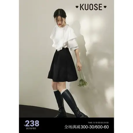 阔色黑色阔腿a字半身裙裤高腰休闲裤女2023夏季新款五分短裤子商品大图