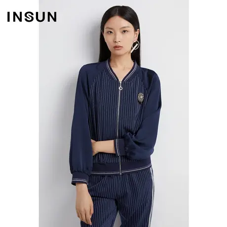 恩裳奥莱2023春季条纹元素点缀宽松休闲短外套商品大图