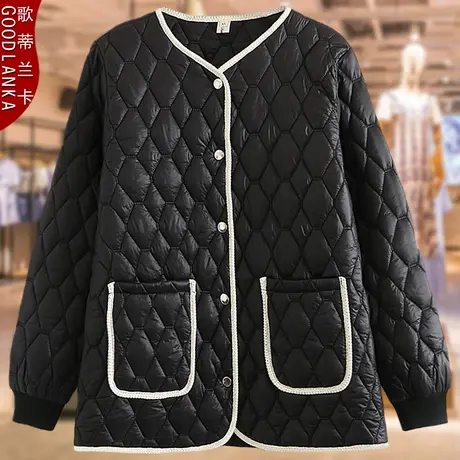 加肥加大码女装轻薄款棉服宽松200斤洋气时尚中年妈妈秋冬小棉衣商品大图