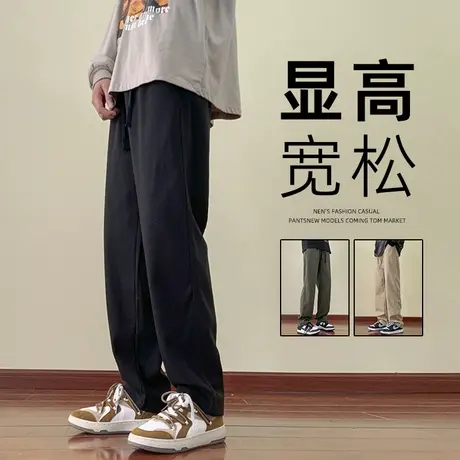美式痞帅工装裤男春秋款宽松复古潮牌休闲裤子男生秋季黑色直筒裤商品大图