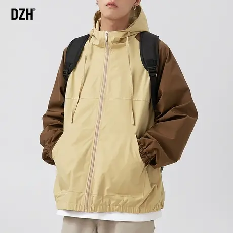 男士撞色拼接冲锋衣男外套秋季潮高级感男装2024新款休闲夹克上衣图片