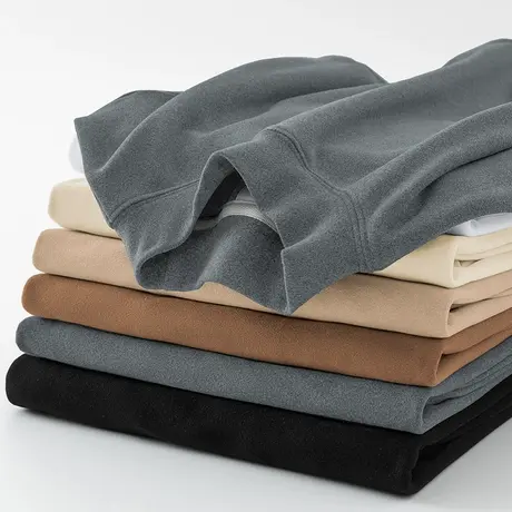 300g重磅德绒打底衫双面绒长袖t恤男半高领小衫内搭中领纯色体恤图片