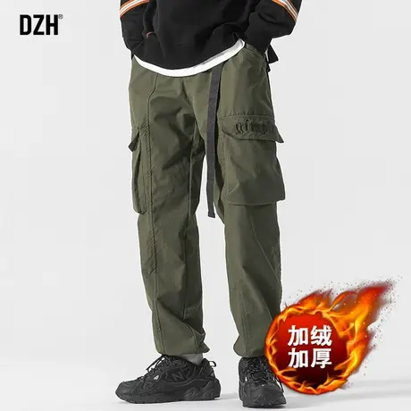 男士冬季加绒加厚工装裤男秋冬款2024新款军绿色裤子男款美式高街商品大图