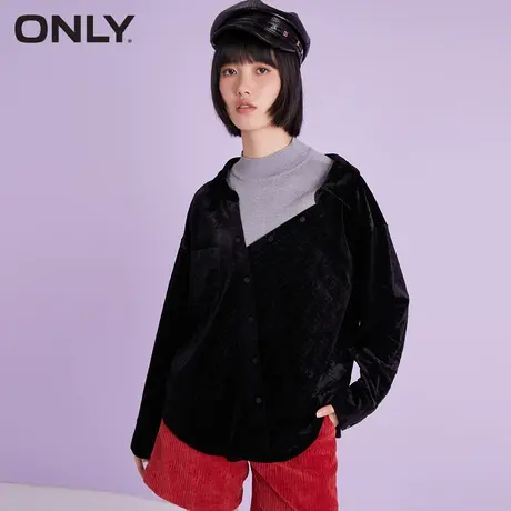 ONLY奥莱夏季简约宽松拼接肌理感假两件丝绒衬衫女商品大图