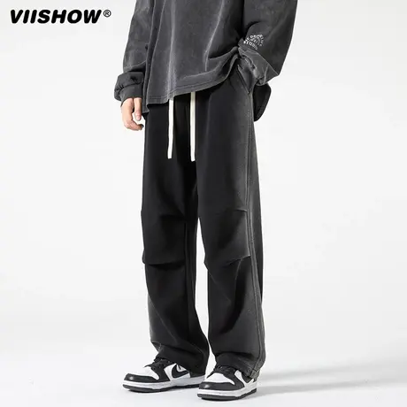 VIISHOW休闲裤子男款美式潮流运动卫裤男生宽松直筒阔腿男士长裤商品大图
