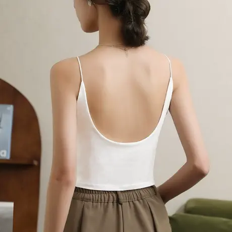 吊带背心女夏内搭带胸垫美背内衣白色U型抹胸文胸一体2024新款图片