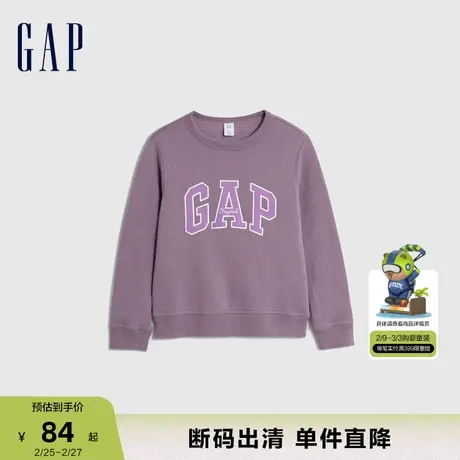 【断码优惠】Gap女幼童秋冬LOGO抓绒运动卫衣休闲保暖上衣793888商品大图