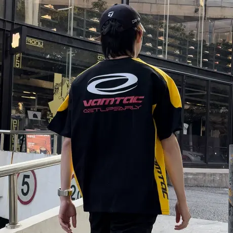 Nuthink美式街头拼色T恤男潮中性风高街潮流短袖宽松半袖上衣春季商品大图