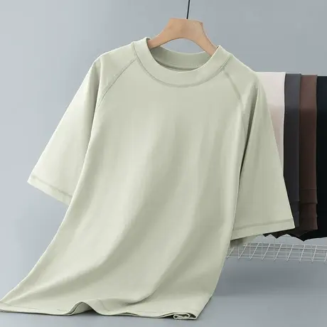 350g重磅纯棉短袖t恤男装夏季插肩袖美式宽松全棉半袖圆领上衣服商品大图