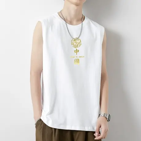 男士背心夏季纯棉篮球跨栏健身运动坎肩中国潮流宽松外穿无袖t恤商品大图