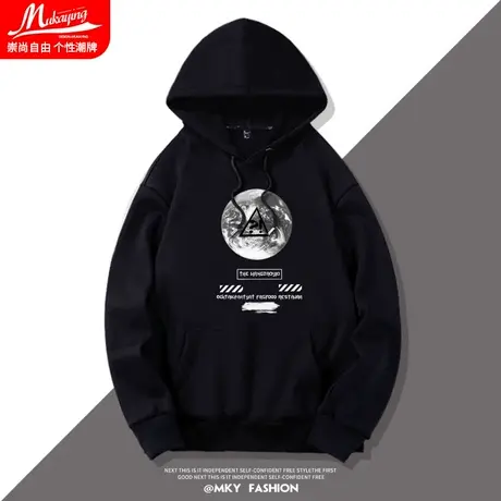 连帽卫衣男秋冬加绒潮牌ins复古港风青少年男士帽衫宽松星球外套商品大图