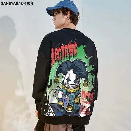 木村三社x DevilClown 小丑潮牌男卫衣春秋大码圆领重磅印花长袖图片