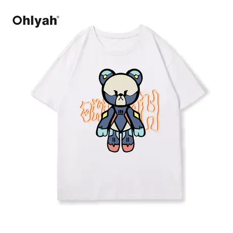 Ohlyah国潮牌原创小众设计感小熊印花t恤女夏季宽松百搭情侣短袖商品大图