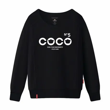 Ohlyah品牌数字英文印花圆领加绒卫衣外套男女宽松大码厚款工作服商品大图