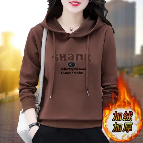 恋上17号连帽卫衣女加绒加厚秋冬2022年新款中年妈妈时尚洋气休闲图片