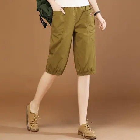 韩潮袭人松紧腰宽松五分休闲裤女2023夏季新款束脚运动哈裤伦裤薄图片