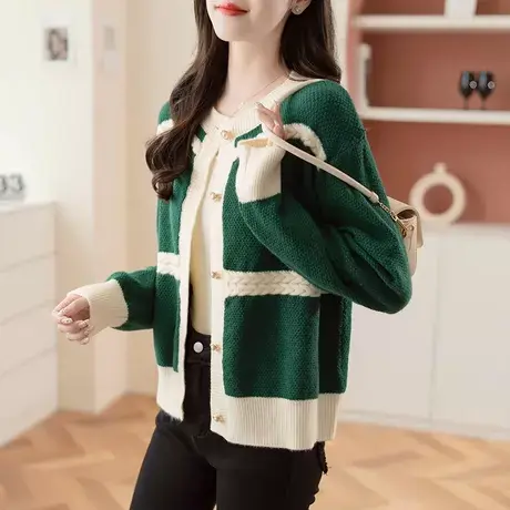 针织外套开衫女秋款女装2023年新款上衣小香风外搭开衫高级感毛衣图片