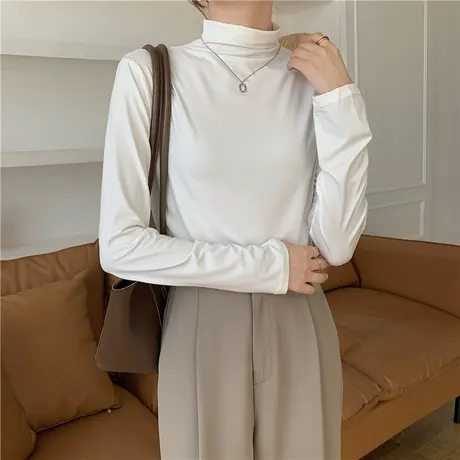 半高领打底衫内搭长袖女秋冬春秋洋气2023年新款长袖早秋上衣女潮商品大图