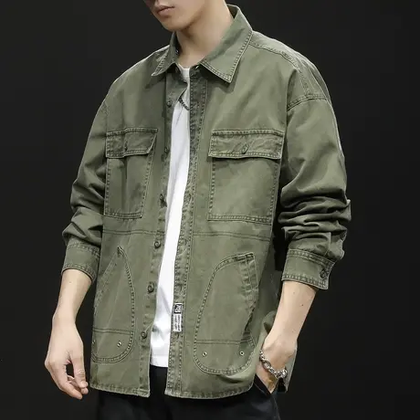 秋季男款2023新款衬衣外套男士休闲春秋款上衣长袖工装衬衫男大码图片