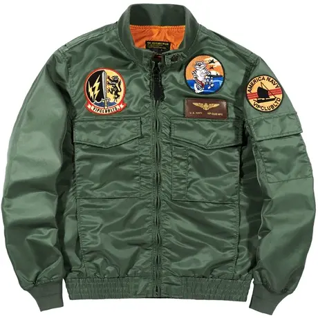 VIP立领ma1飞行员夹克男大码宽松工装外套春秋薄款刺绣飞行服潮牌商品大图