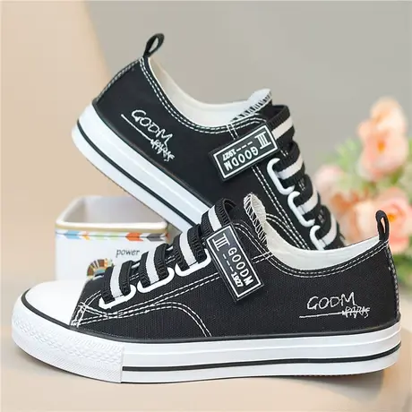 小熊帆布鞋女2023年春秋新款韩版学生百搭潮ulzzang原宿ins板鞋子图片