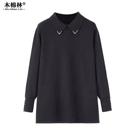 木棉林大码女装毛衣2024春秋新款洋气休闲时尚显瘦妈妈针织衫上衣商品大图