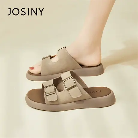 Josiny/卓诗尼凉拖鞋女外穿2024春夏新款沙滩凉鞋休闲时尚一字拖商品大图