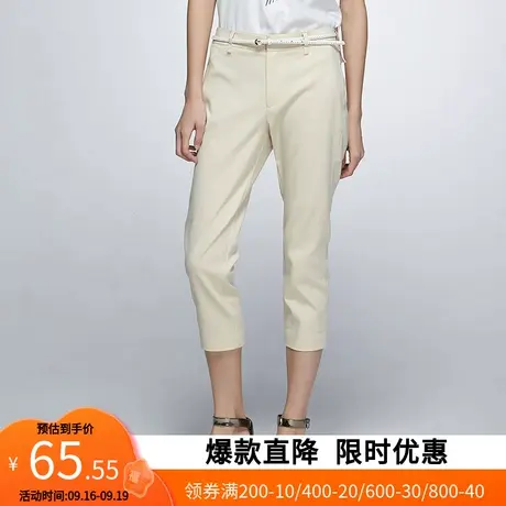 艾格2023春夏新款百搭七分裤时尚纯色直筒裤通勤舒适长裤女Z532商品大图