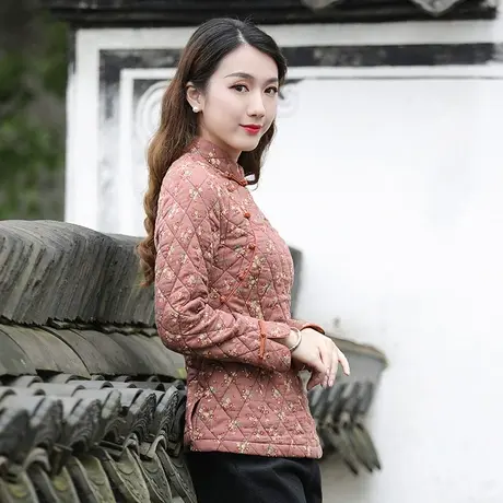 筠雅唐装冬装加厚旗袍式上衣中国风小棉袄修身保暖复古中式女装商品大图