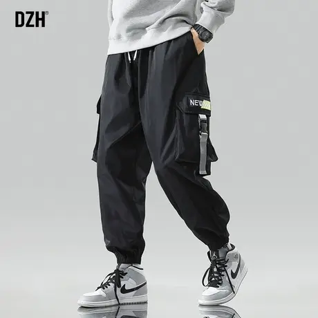 男士机能工装裤男秋冬新款痞帅高级感裤子2023新款黑色束脚运动裤图片