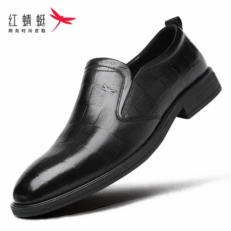 红蜻蜓男鞋春季尖头休闲商务正装软底一脚蹬皮鞋男款真皮舒适工作商品大图