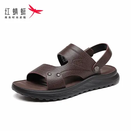 【品牌特价】红蜻蜓爸爸凉鞋男夏季真皮软底防臭防滑耐磨沙滩拖鞋商品大图