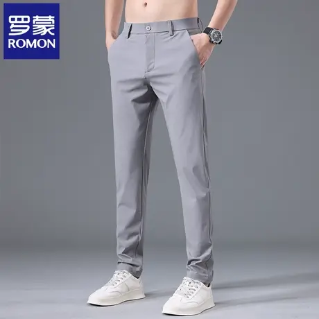 罗蒙2025新款冰丝休闲裤男夏季轻薄速干弹力直筒免烫纯色西裤N2Z商品大图