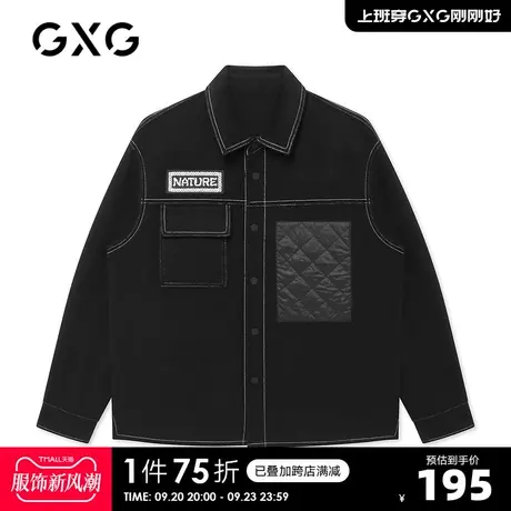 GXG奥莱 男冬商场同款黑色翻领夹克#GC1504L商品大图