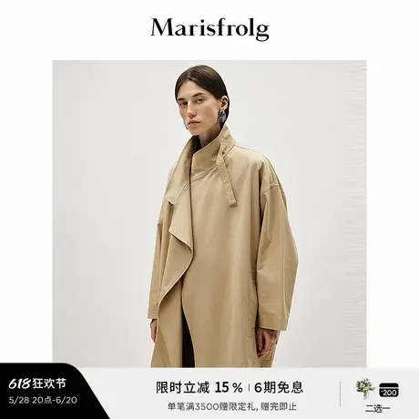 【商场同款】玛丝菲尔2025春季新款暖沙色立领开衫设计风衣外套女图片