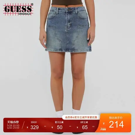 GUESSOriginals  女士百搭拼接牛仔半身裙-W4GG53D4ON1图片