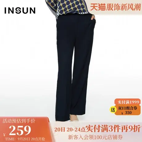 恩裳商场同款春秋冬经典时尚明线垂感阔腿直筒休闲裤女宽松商品大图