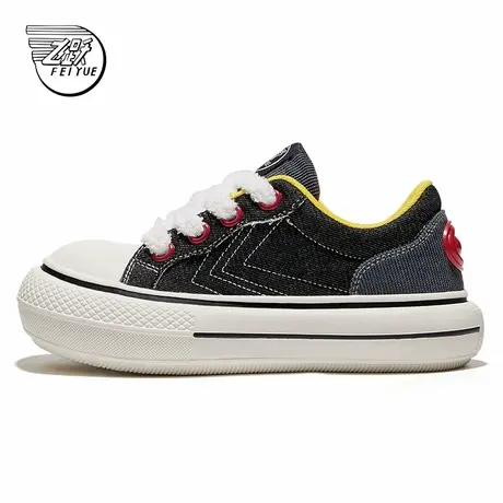 feiyue/飞跃帆布鞋女鞋2025春季新款黑色厚底大头鞋百搭休闲鞋232商品大图