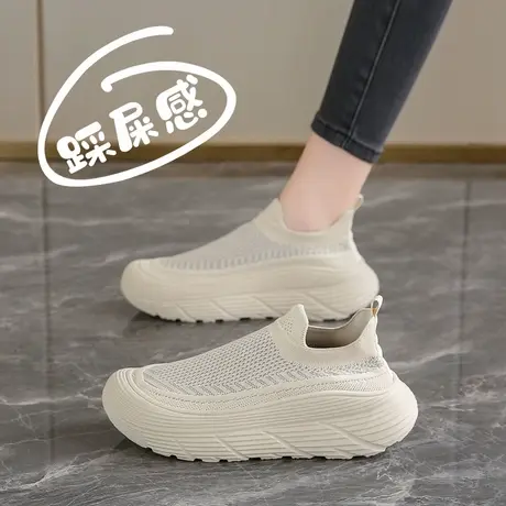 踩屎感超软飞织运动鞋女春秋一脚蹬老北京布鞋舒适休闲懒人鞋夏季商品大图