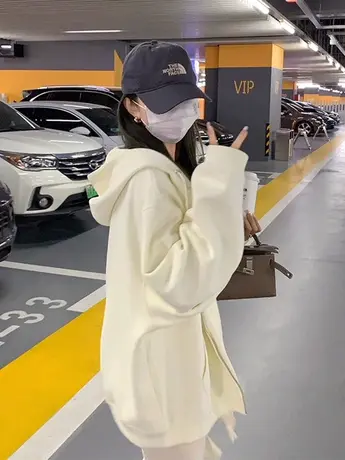 秋季薄款oversize大码男友风外套日系帽衫ins潮纯色百搭连帽卫衣图片