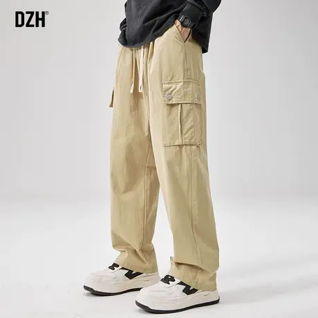 男生卡其色裤子男款美式高街休闲工装裤直筒伐木裤秋季潮牌盖鞋裤商品大图