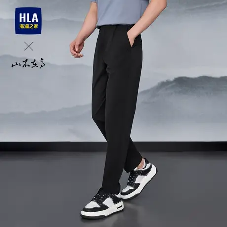 HLA/海澜之家山不在高系列休闲裤2025春秋新款微弹时尚绣花裤子男图片