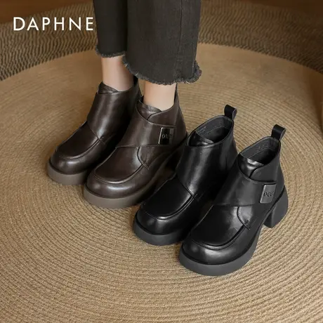 达芙妮乐福鞋短靴子2024新款爆款小个子厚底增高马丁靴女款英伦风商品大图