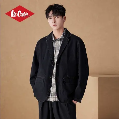 Lee Cooper水洗牛仔西装外套男款2025秋季新款宽松复古牛仔西服男商品大图