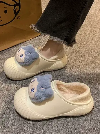 可爱卡通棉拖鞋女包跟2023冬季新款奶fufu防滑保暖室内居家居棉鞋商品大图