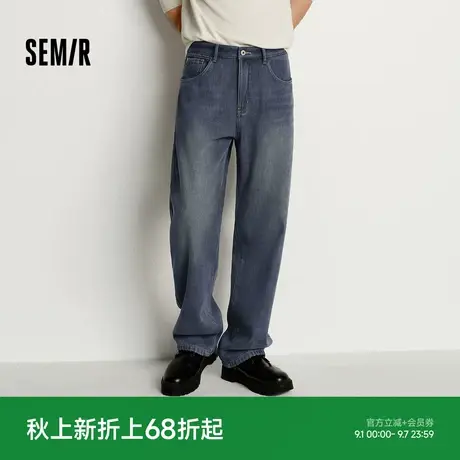 森马牛仔裤男冬加绒加厚保暖宽松直筒裤2025新款做旧复古百搭裤子商品大图